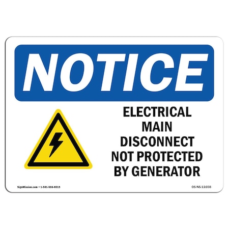 Signmission Safety Sign, OSHA Notice, 18" Height, Electrical Main Disconnect Not Sign With Symbol, Landscape OS-NS-D-1824-L-11658